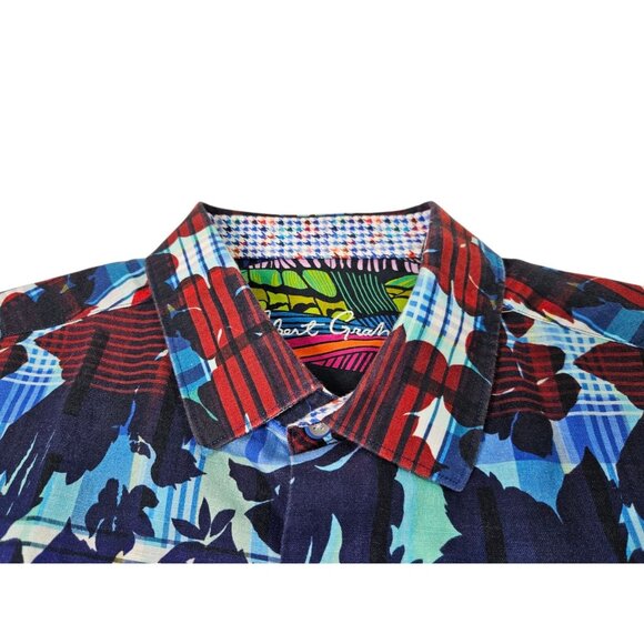 Robert Graham Cul De Sack Short Sleeve Shirt Men's XL Colorful Floral Tropical - Picture 3 of 13